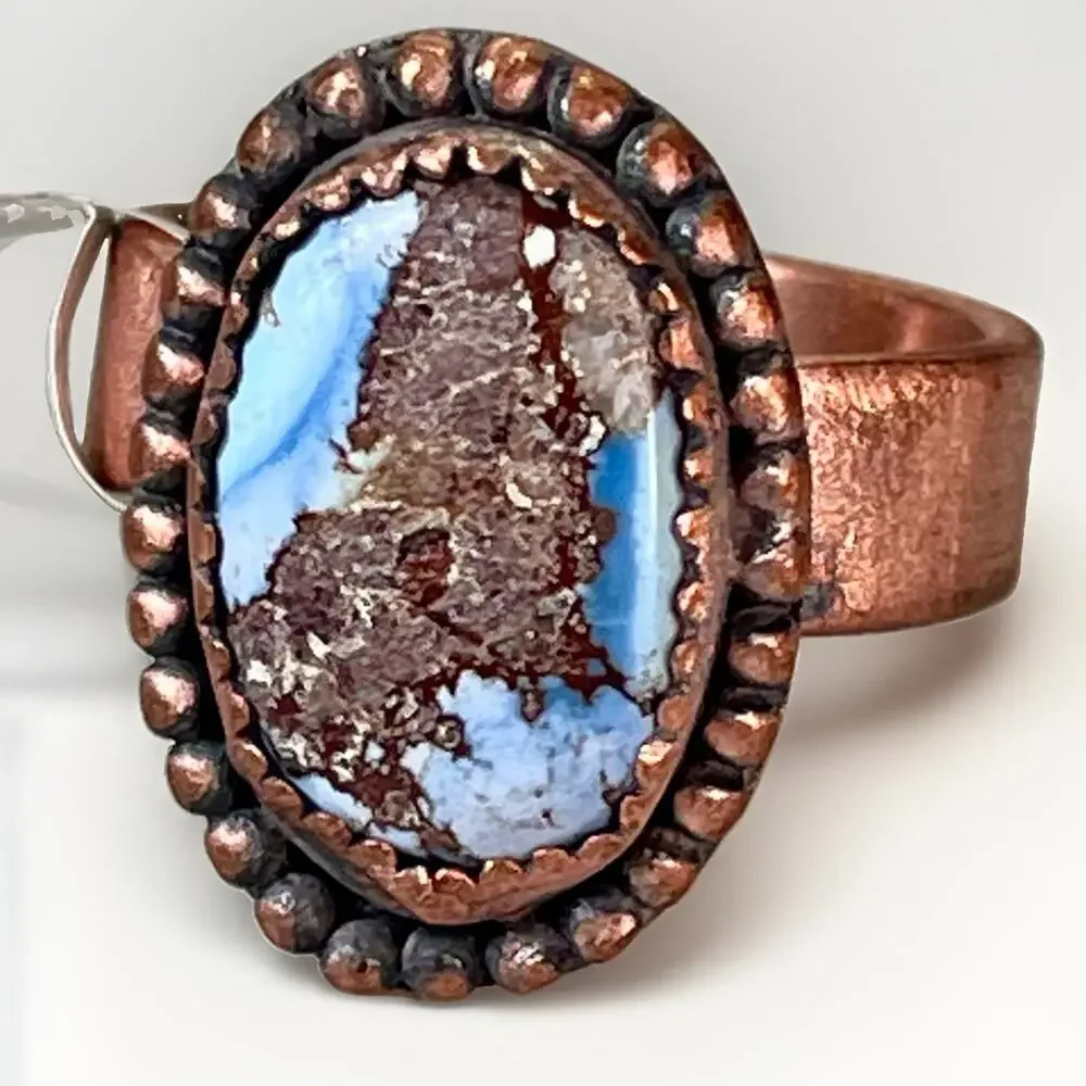 Golden Hills Turquoise Copper Statement Ring Handmade USA Adjust Southwestern